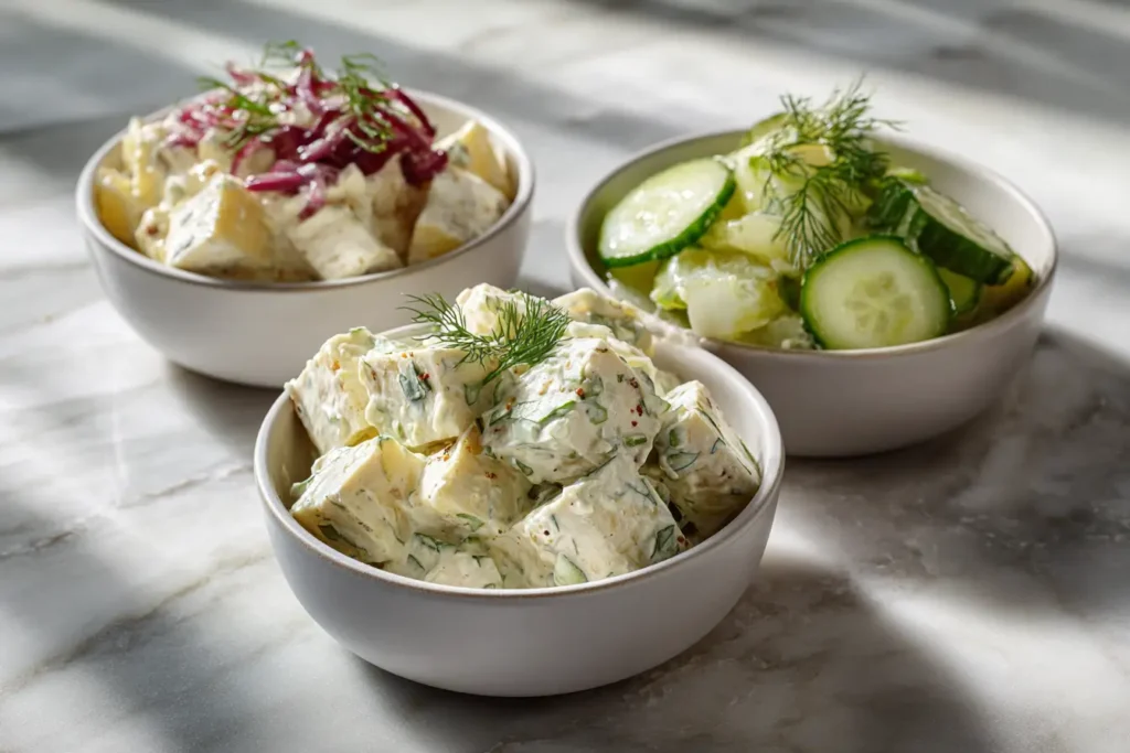 Varianten des schwäbischen Kartoffelsalats – vegan und klassisch