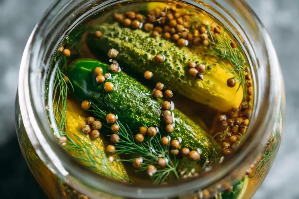 Senfgurken Rezept Spreewald im Glas mit Dill und Senfkörnern