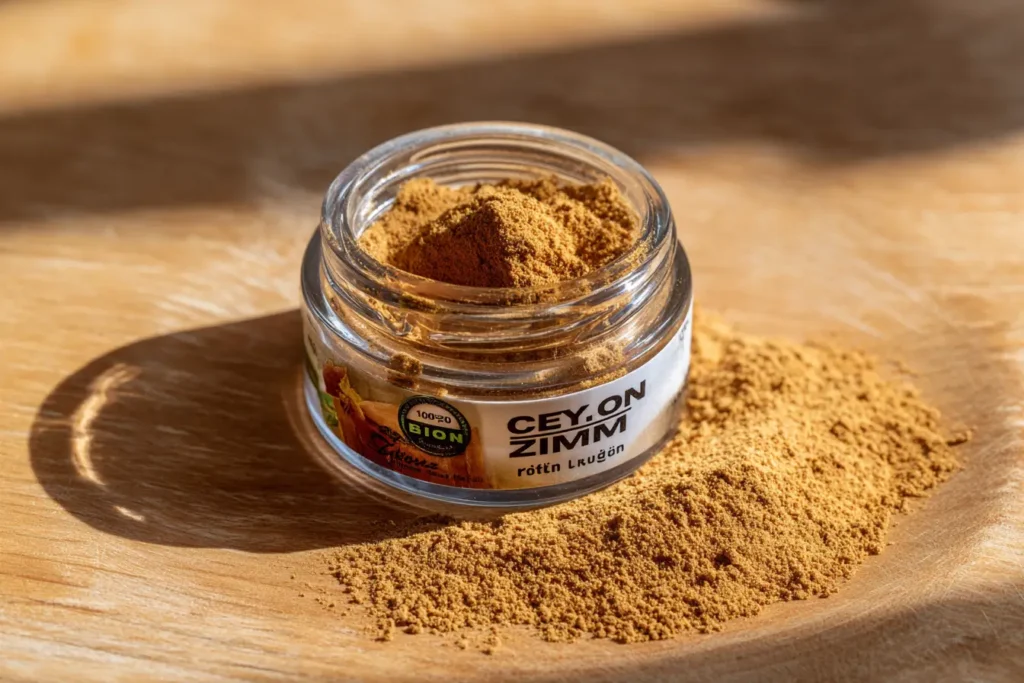 Ceylon‑Zimt im Glas mit Bio‑Etikett bei Rossmann