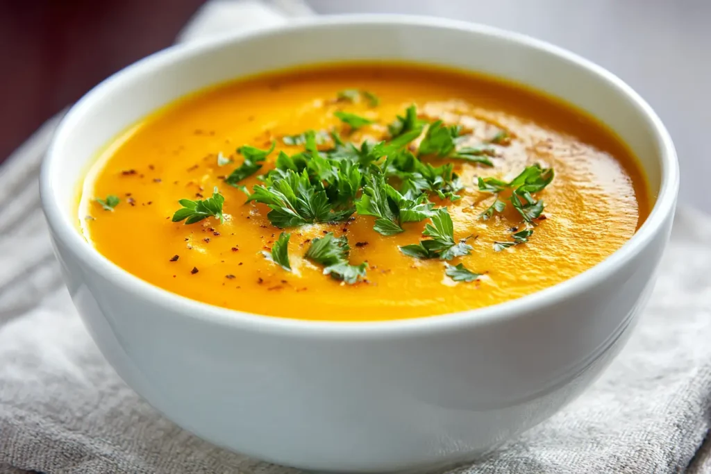 Kürbissuppe mit Ingwer – cremig, heiß serviert mit Toppings