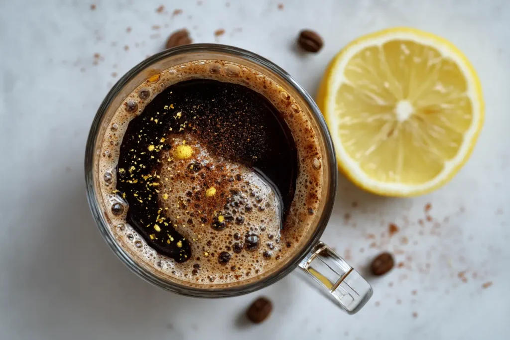 Schwarzer Kaffee mit Zimt und Zitrone zum Abnehmen