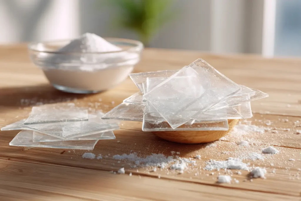 Gelatine verwenden – Blattgelatine und Pulver in realistischer Küchenumgebung