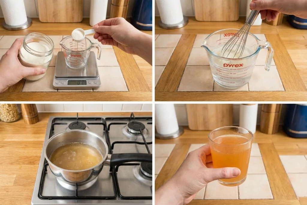 Zubereitung des Gelatine-Tricks Schritt für Schritt