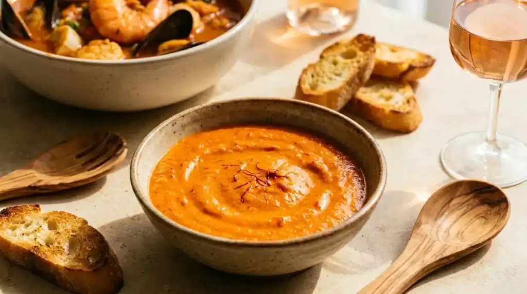 Sauce Rouille klassisch mit Safran und Knoblauch zu Bouillabaisse