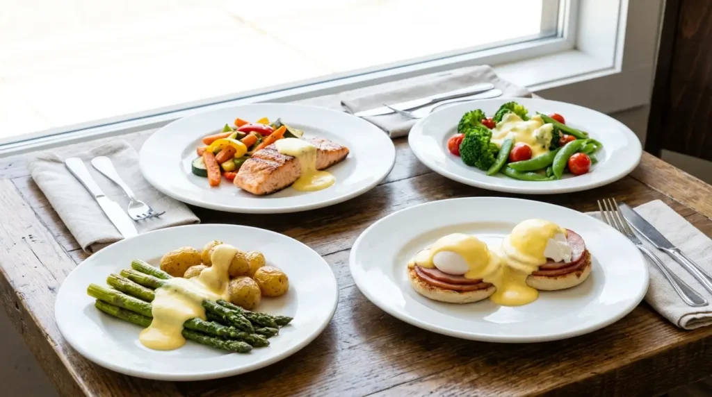 Gerichte mit Sauce Hollandaise Spargel Lachs Eggs Benedict