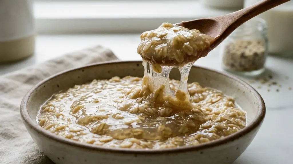 oatmeal beta glucan gel texture showing fiber effect
