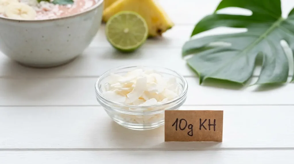 Kokosflocken in einem Glas als Low-Carb Haferflocken Alternative