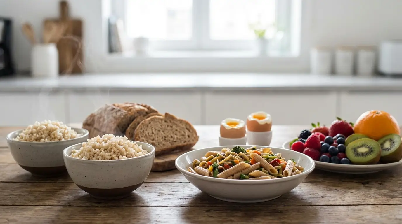 foods for weight loss including rice bread pasta eggs and fruits