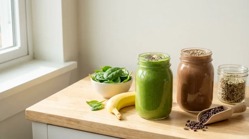 magnesium smoothie with spinach banana and cacao