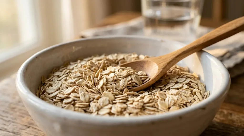 Haferflocken in einer Schüssel – Beta-Glucan als natürlicher Sättigungsstoff