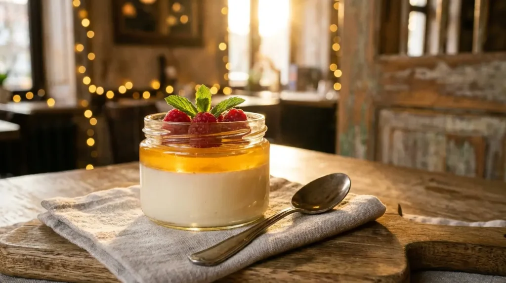 Panna Cotta mit Gelatine-Glasur als typisches Dessert mit E428