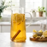 Ingwer-Zimt-Infused Water mit Zitrone in einer Glaskanne – natürliches Detox-Wasser