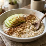Draufsicht auf mehrere Haferkur-Gerichte nach dem Ernährungs-Docs Konzept auf einem Holztisch