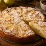Saftiger Birnenkuchen mit Rührteig Birnen und gerösteten Mandelblättchen