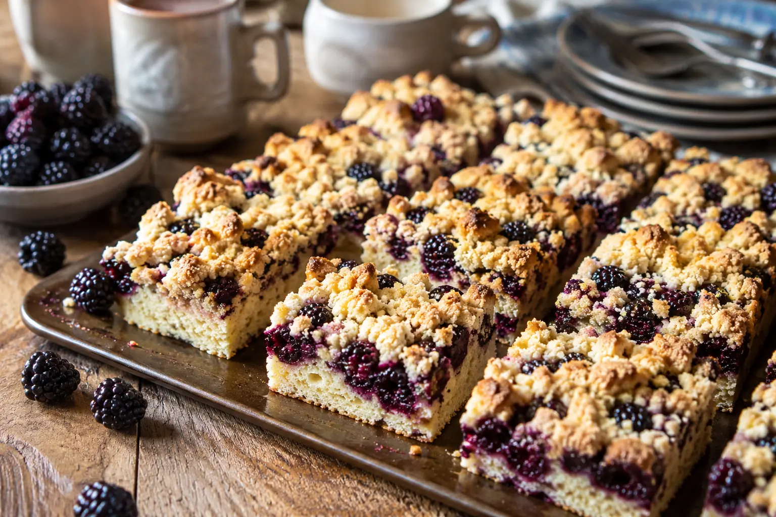 Saftiger Brombeerkuchen mit Joghurt Rührteig und knusprigen Streuseln