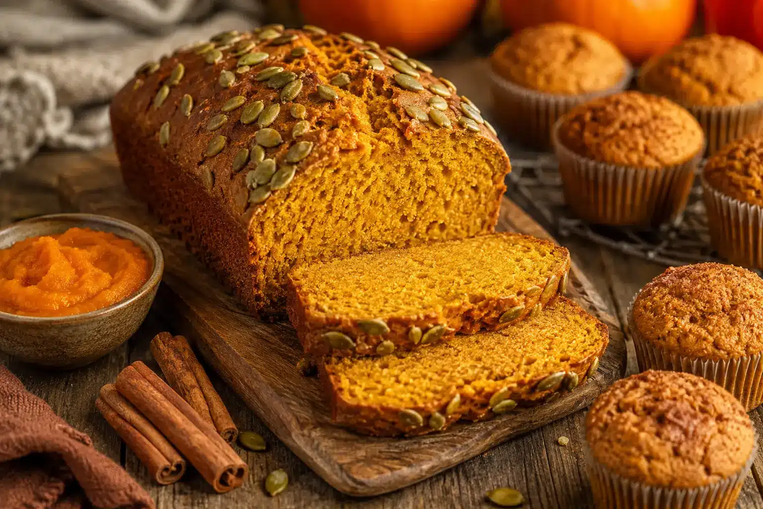 Kürbisbrot und Kürbis-Muffins für den Herbst