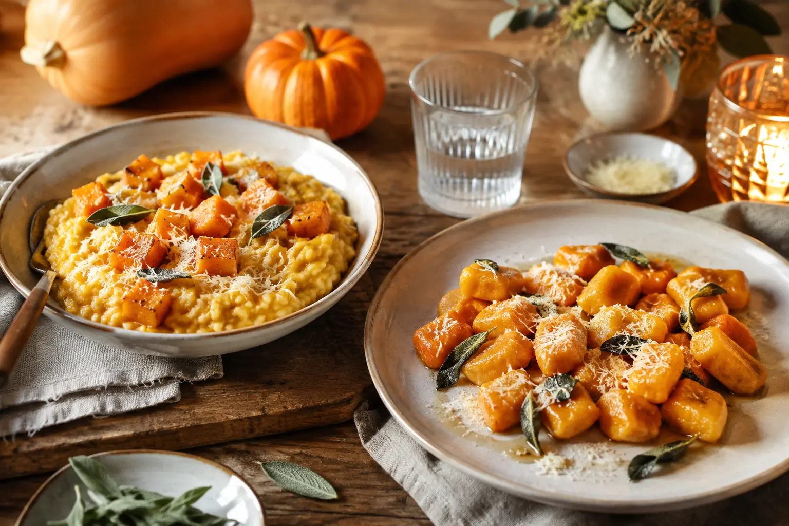Kürbisrisotto und Kürbisgnocchi mit Butternut