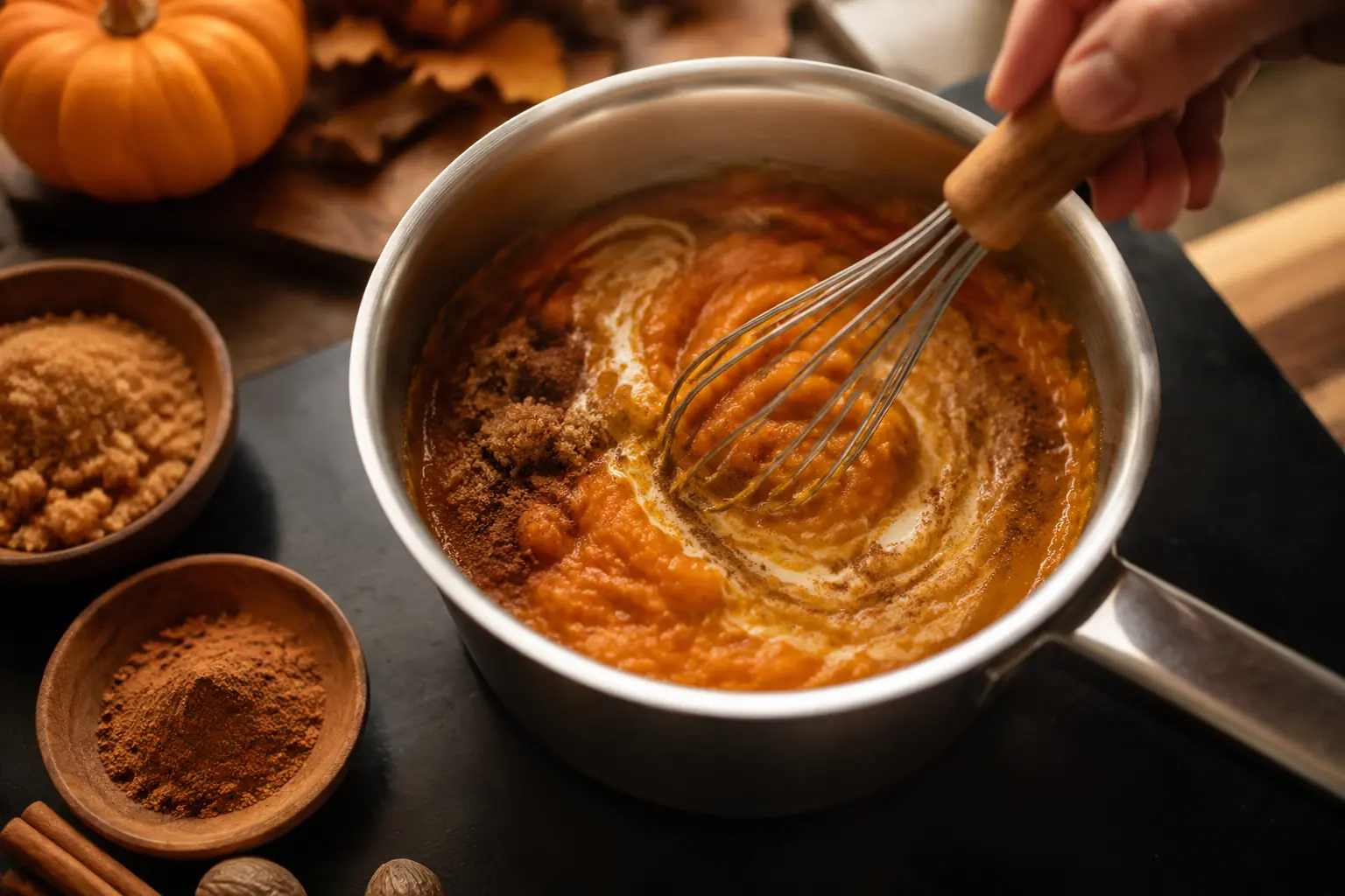 Kürbis-Gewürz-Basis für Pumpkin Spice Latte im Topf