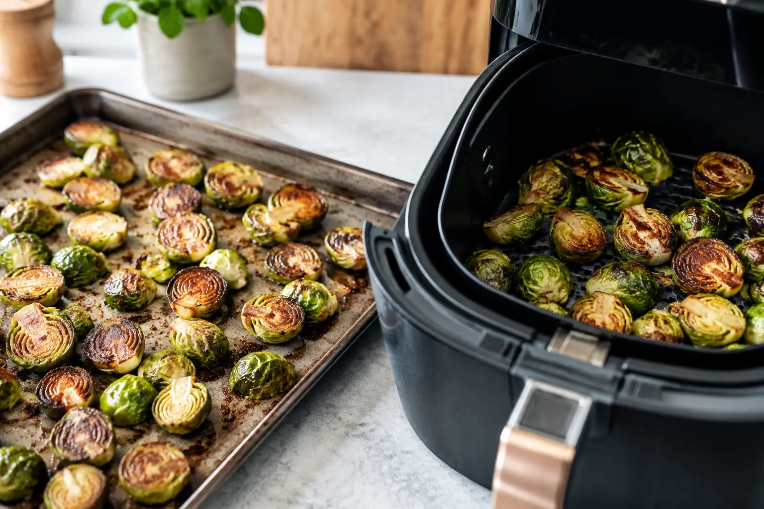Rosenkohl aus dem Ofen und Airfryer