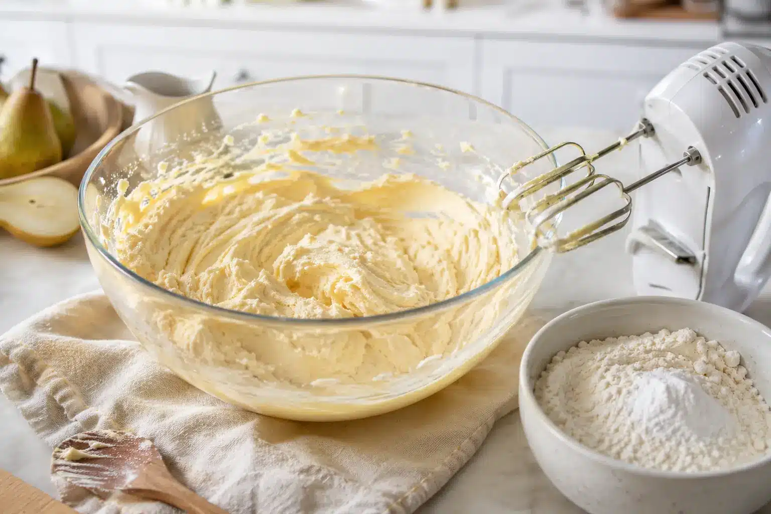 Rührteig für Birnenkuchen vorbereiten