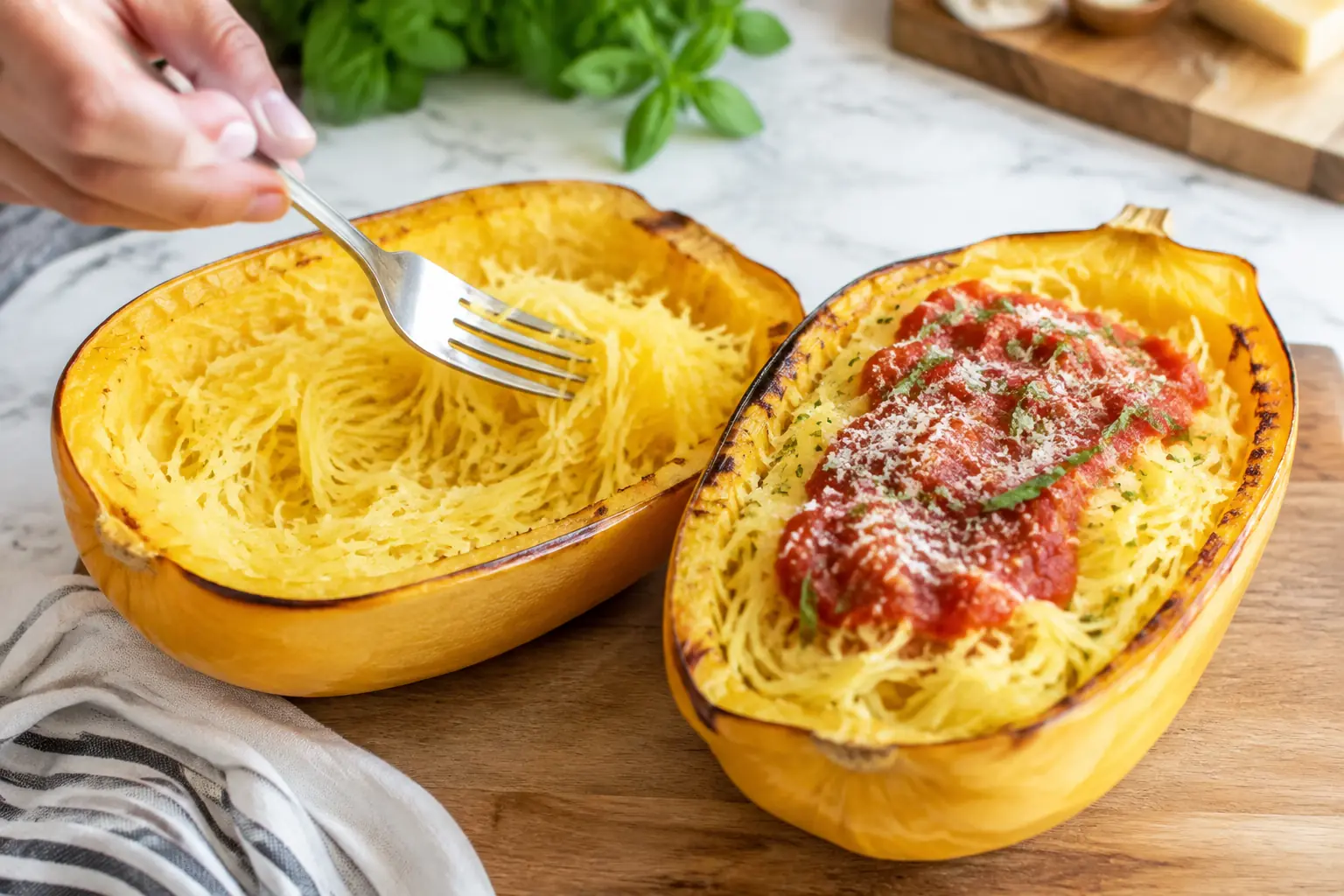 Spaghettikürbis als kohlenhydratarme Pasta-Alternative