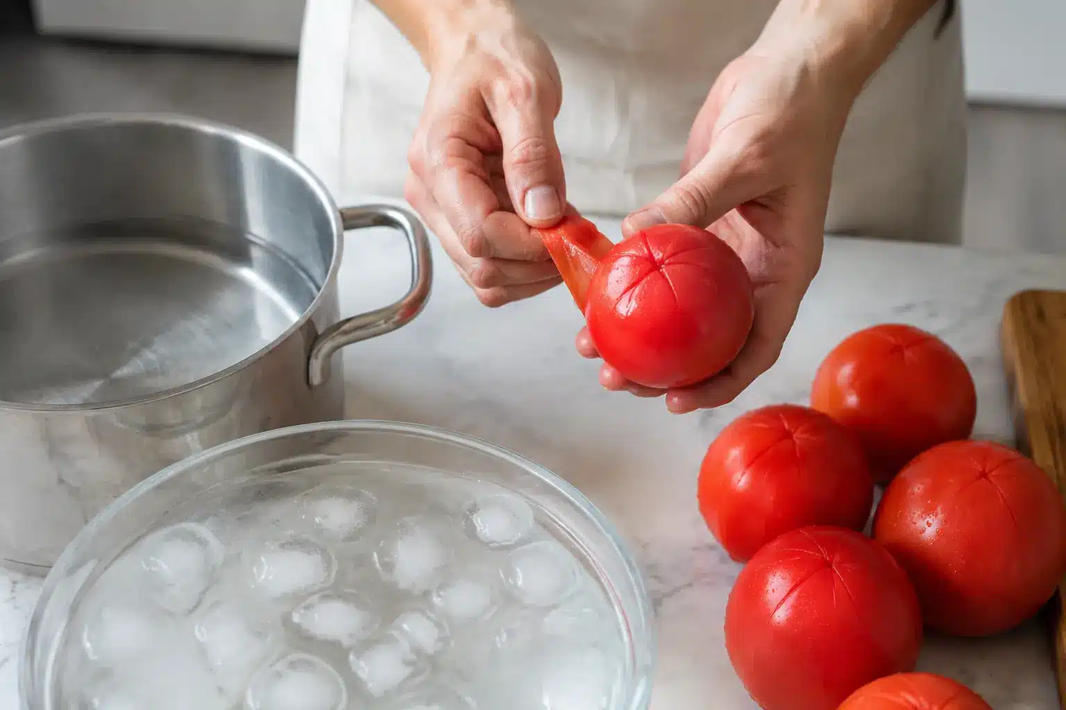 Tomaten vor dem Einkochen häuten