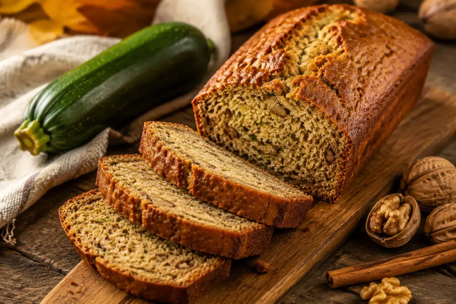 Saftiges Zucchini Brot aus der Kastenform mit Walnüssen und Zimt