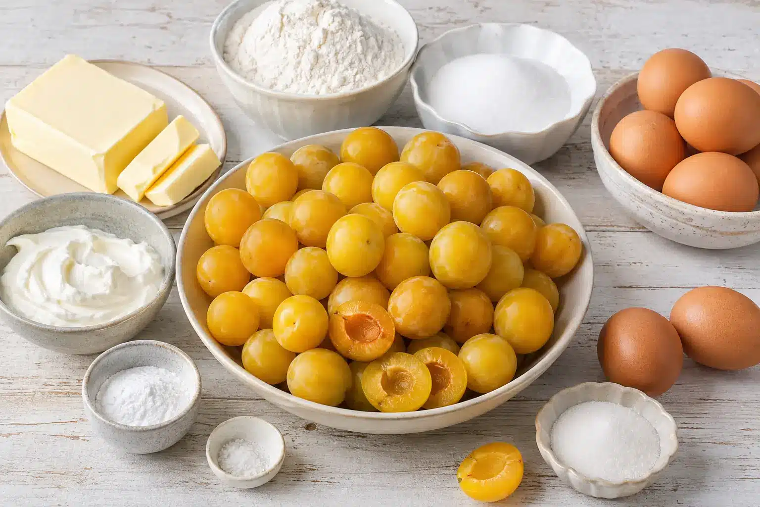 Zutaten für Mirabellenkuchen mit Schmandguss