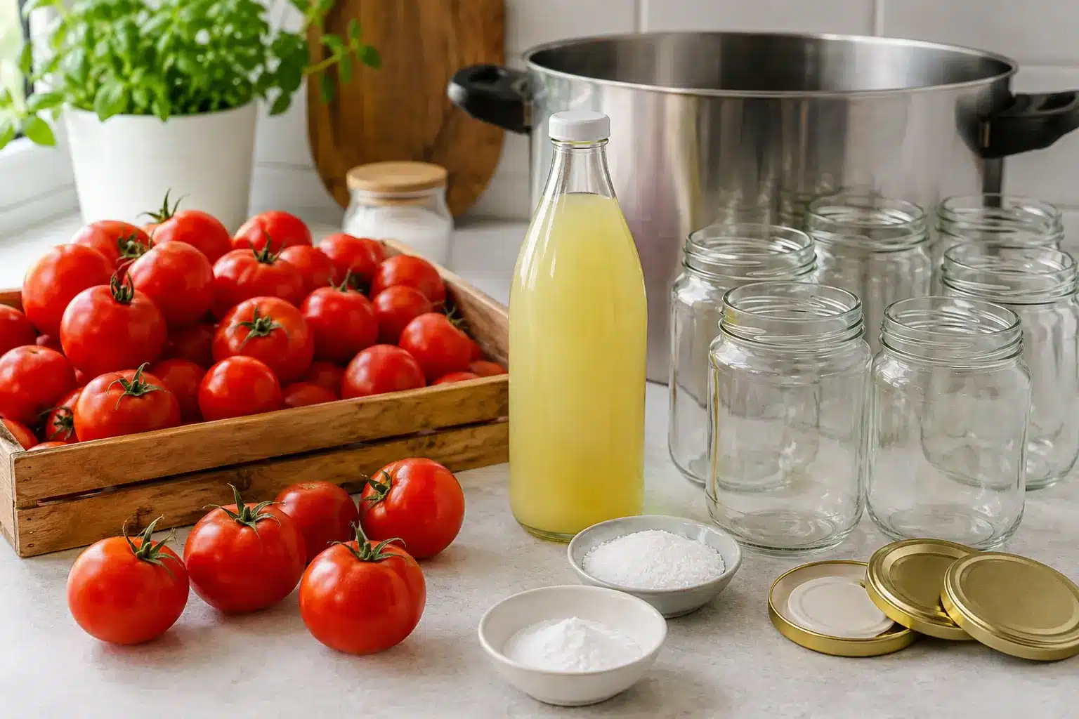 Zutaten zum Einkochen von Tomaten