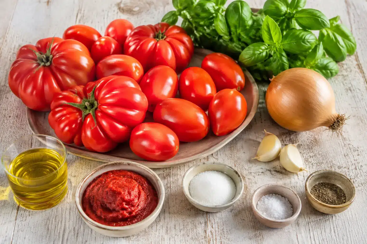 Zutaten für selbst gemachte Tomatensoße