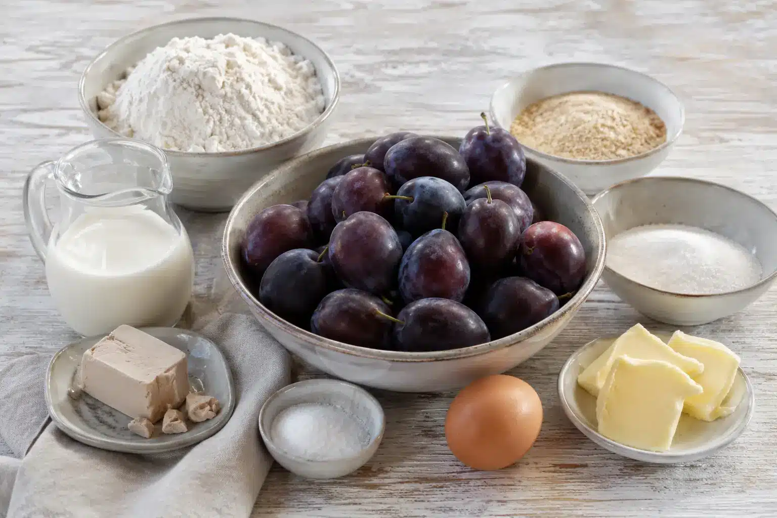Zutaten für Zwetschgenkuchen mit Hefeteig