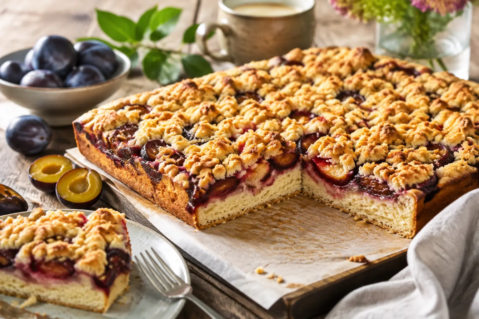 Zwetschgenkuchen mit knusprigen Streuseln