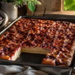 Klassischer Zwetschgenkuchen mit Hefeteig und frischen Zwetschgen vom Blech