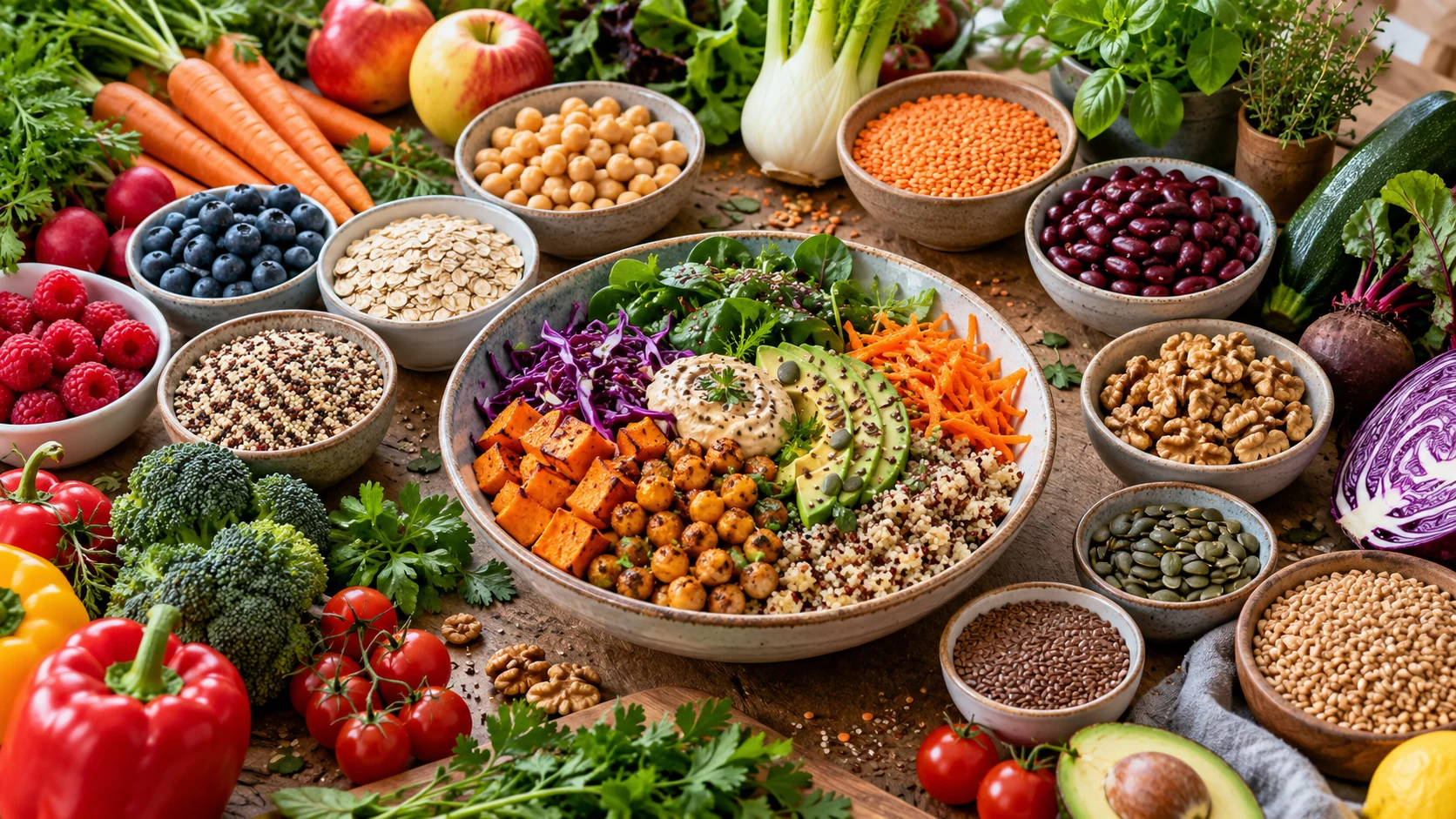 30 Pflanzen pro Woche mit Gemüse, Obst, Hülsenfrüchten, Getreide, Nüssen und Samen