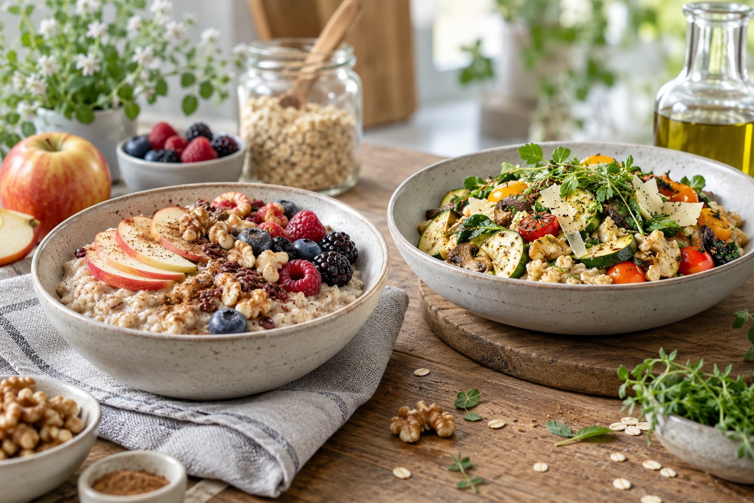 Ernährungs-Docs Haferkur Rezepte Süßes und herzhaftes Hafergericht als Symbol für Ernährungs-Docs Haferkur Rezepte