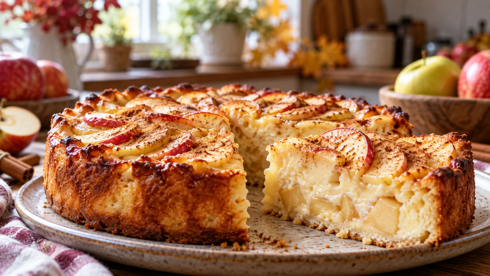 High Protein Apfelkuchen mit Skyr und Äpfeln
