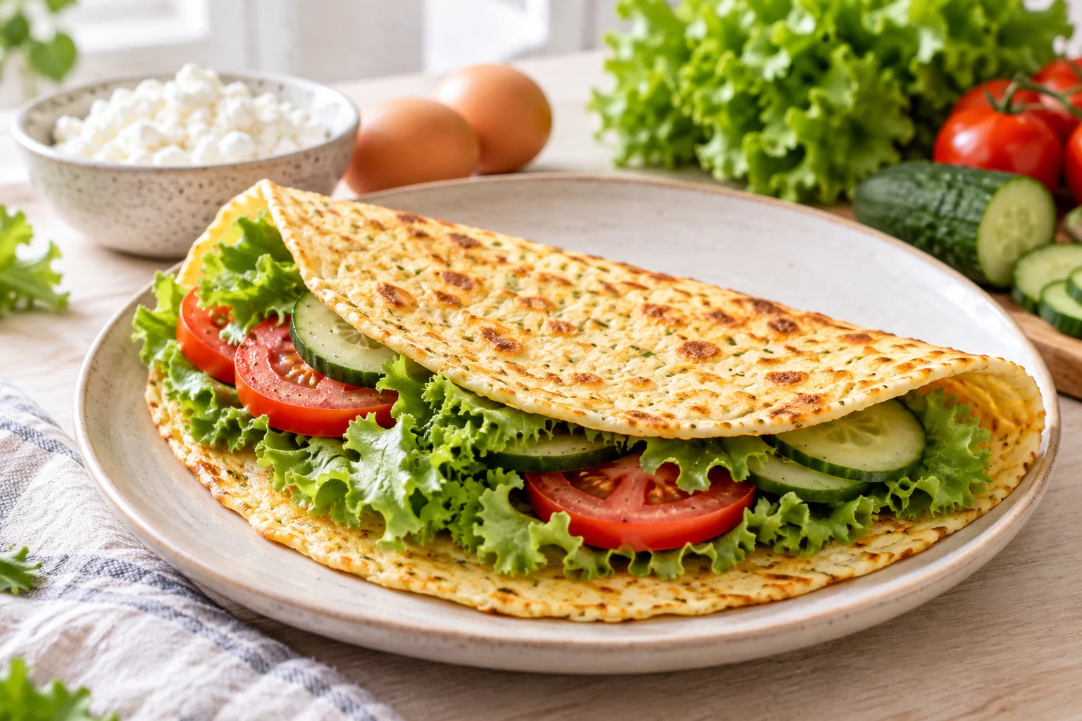 Hüttenkäse Fladenbrot aus Hüttenkäse und Ei