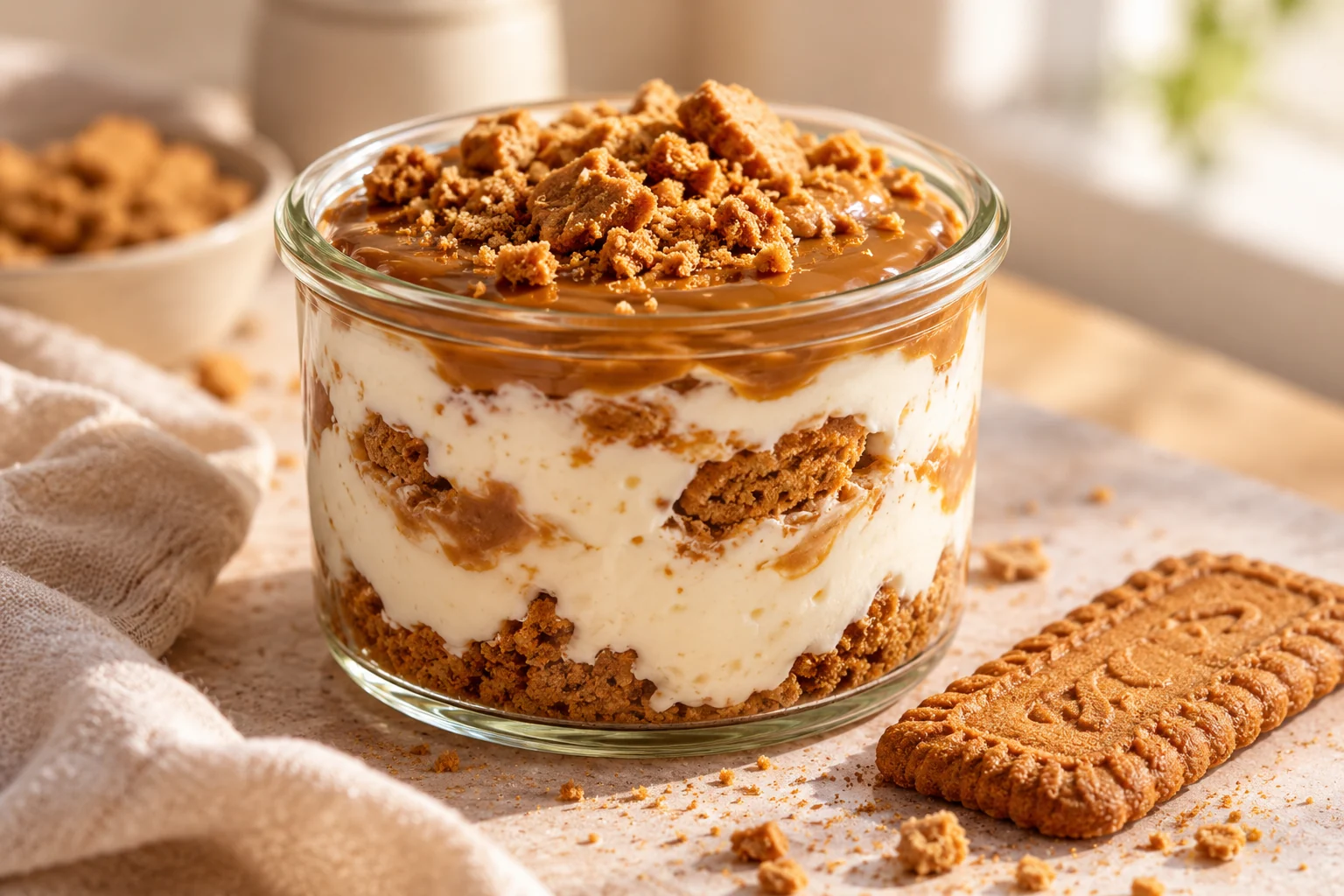 Skyr Lotus Cheesecake mit Biscoff Keksen und Lotus Creme
