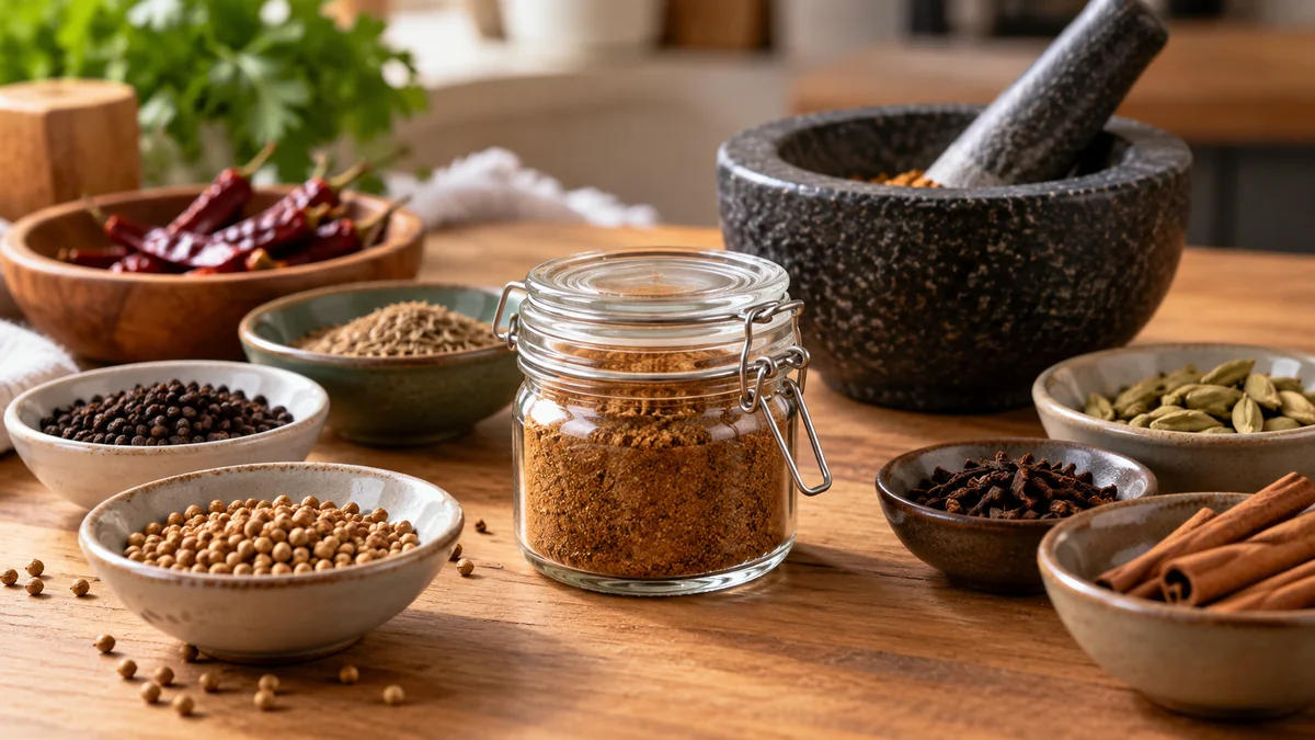 Verschiedene Gewürze zum Mischen von Garam Masala