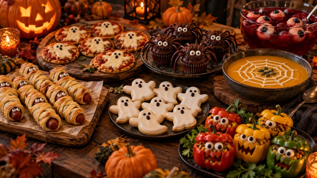 Halloween Rezepte mit Mumien-Snacks, Muffins, Pizza und Getränken