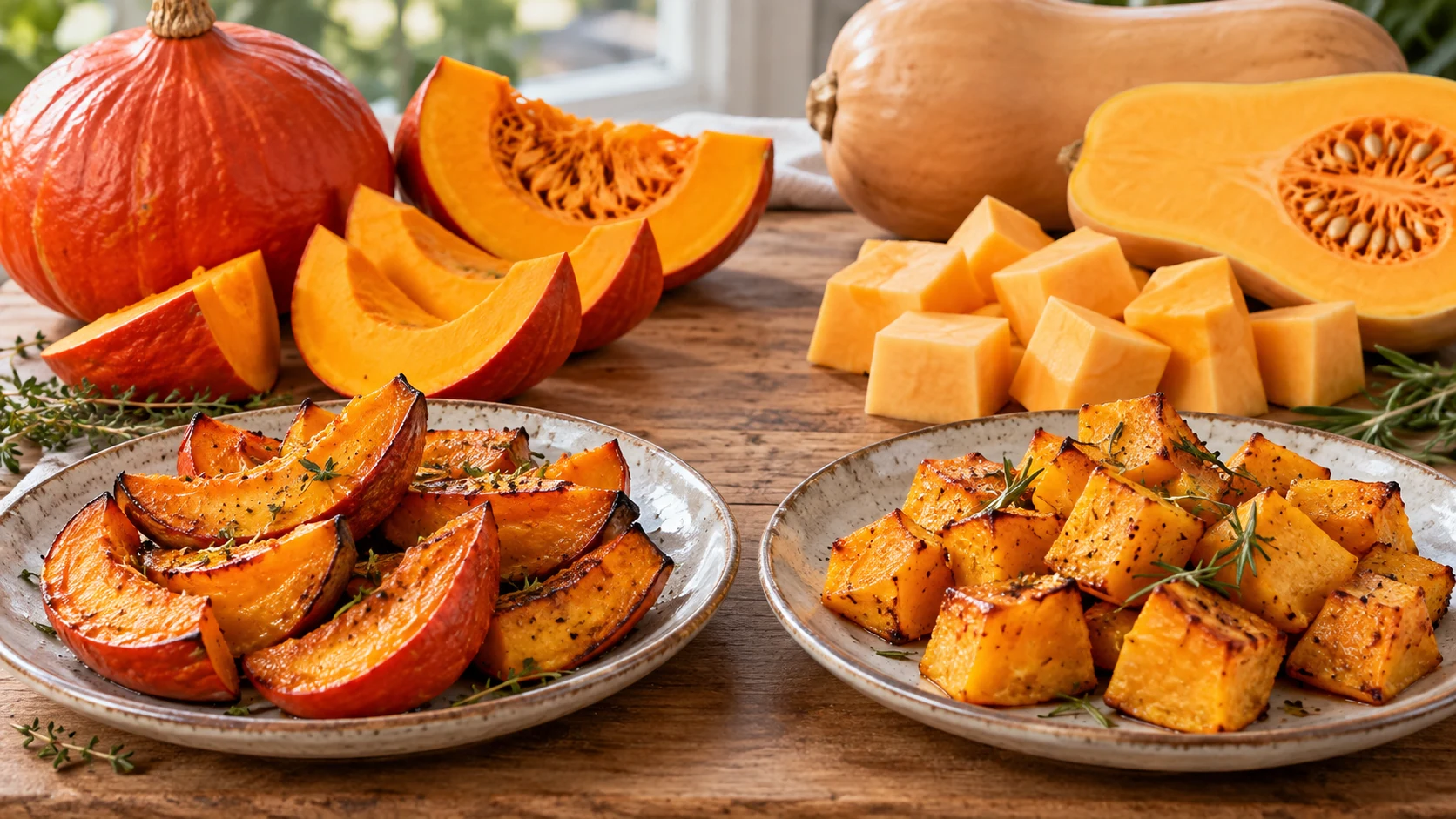 Hokkaido und Butternut im Airfryer im Vergleich