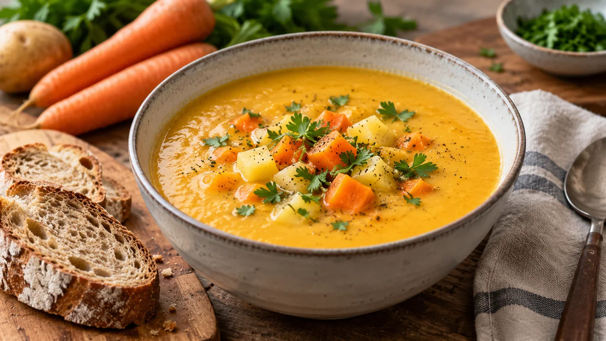 Cremige Suppe mit Kartoffeln und Karotten