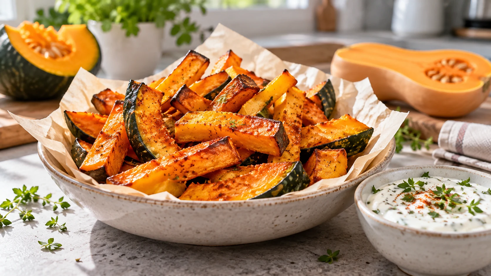 Kürbispommes aus dem Airfryer