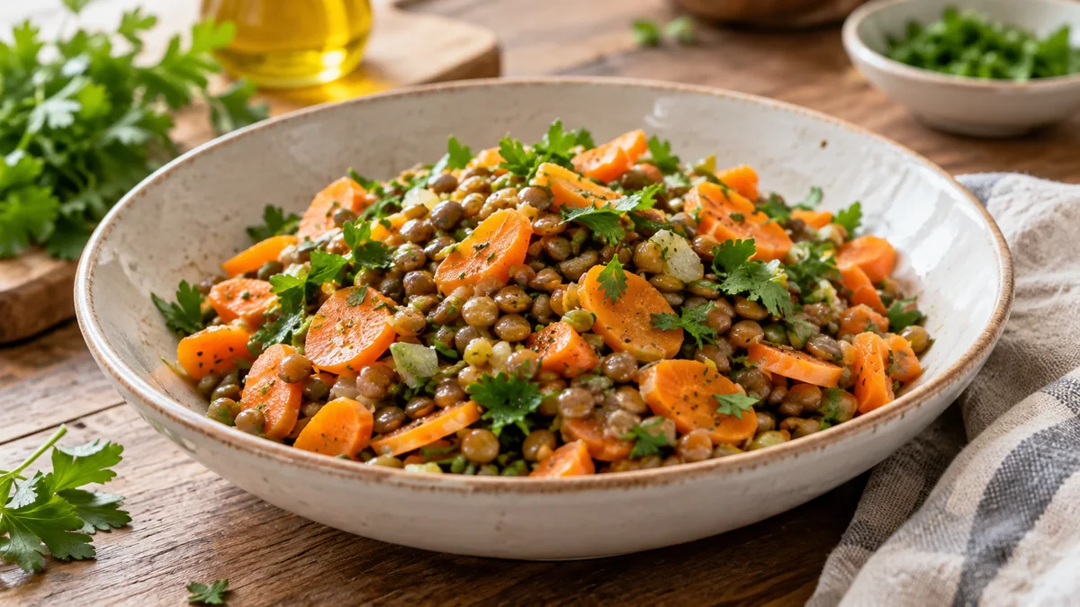 Salat aus Linsen und Karotten