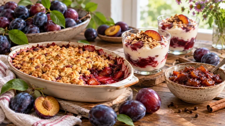 Verschiedene Rezeptideen mit frischen Pflaumen