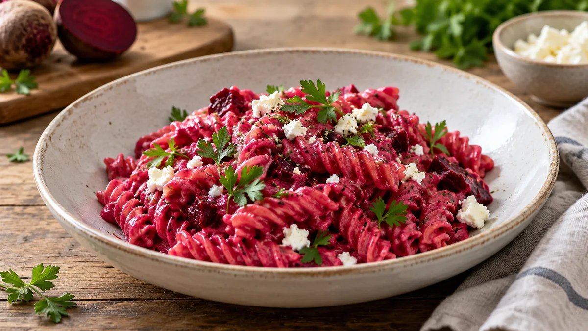 Nudelgericht mit Roter Bete