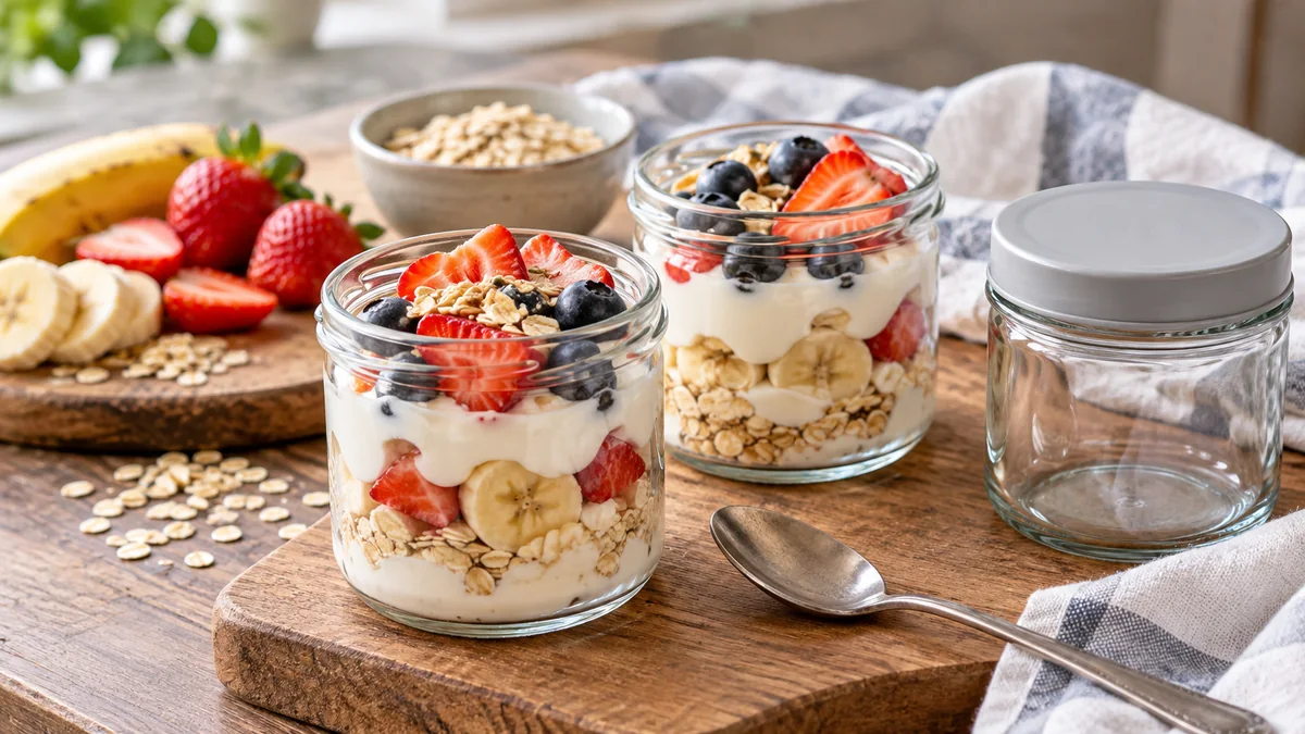Joghurt mit Obst als Snack ohne Backen